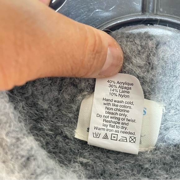 Crewcuts Gray knit sweater with a high collar and two front pockets 3/4 Sleeves - Picture 5 of 7